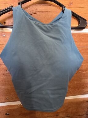 NWOT Athleta Blue High Neck Crop Top Sports Bra